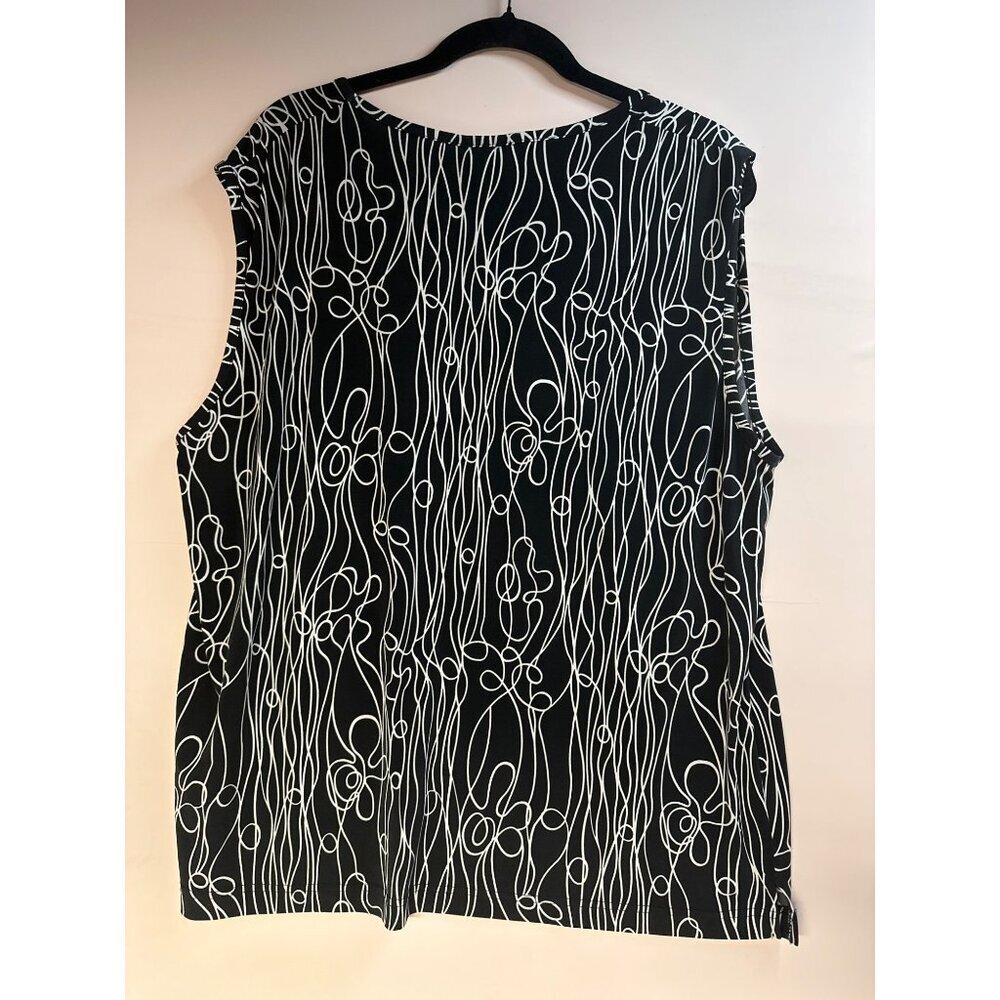 Lady Bexleys Women’s XXL 52/54 Black White Pattern Sleeveless Top Elegant Chic - Picture 6 of 7